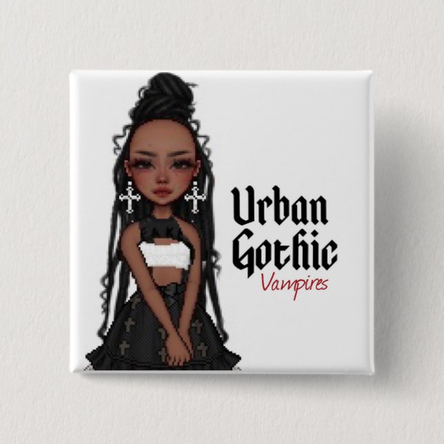 Badge Carré 5 Cm Vampires gothiques urbains Pin 1 (Devant)