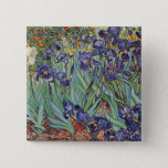 Badge Carré 5 Cm Van Gogh Irises Peinture impressionniste<br><div class="desc">Vincent Van Gogh Irises à Saint Remy - Irises de Vincent Van Gogh est une magnifique peinture impressionniste réalisée par l'un des maîtres impressionnistes de tous les temps. Le jardin de l'iris tourbillonne de couleur et d'émotion, les iris violets jaillissant de leurs tiges et feuilles bleus et verts. Il y...</div>