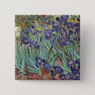 Badge Carré 5 Cm Van Gogh Irises Peinture impressionniste