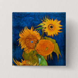 Badge Carré 5 Cm Van Gogh Sunflowers
