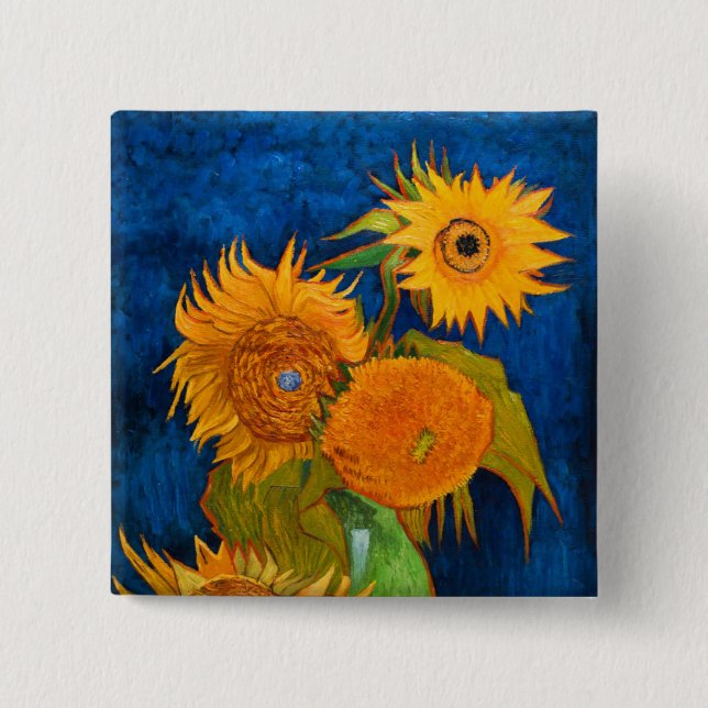 Badge Carré 5 Cm Van Gogh Sunflowers (Devant)