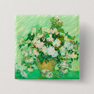 Badge Carré 5 Cm Van Gogh White Roses