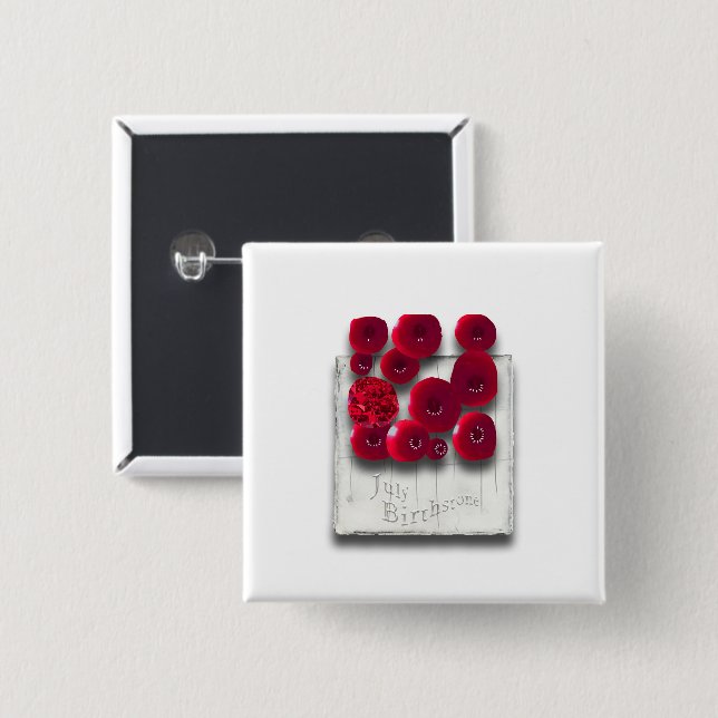 Badge Carré 5 Cm variations sur le rubis_objet_4 (Devant & derrière)