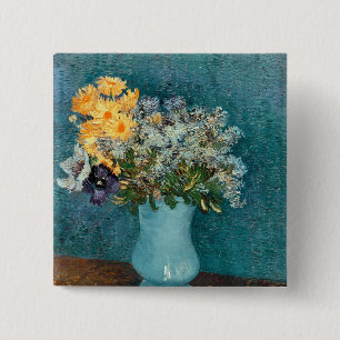 Badge Carré 5 Cm Vase à Vincent van Gogh de fleurs, 1887