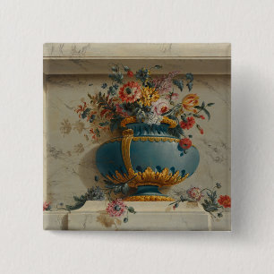 Badge Carré 5 Cm Vase de fleurs dans un créneau