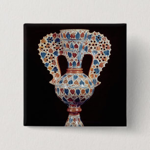 Badge Carré 5 Cm vase Étain-vitré avec la décoration de lustre