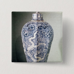 Badge Carré 5 Cm Vase octogonal à "Mei- P'ing" avec le blanc