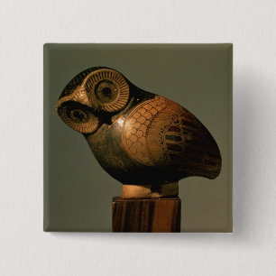 Badge Carré 5 Cm Vase sous forme de hibou, Proto-Corinthien