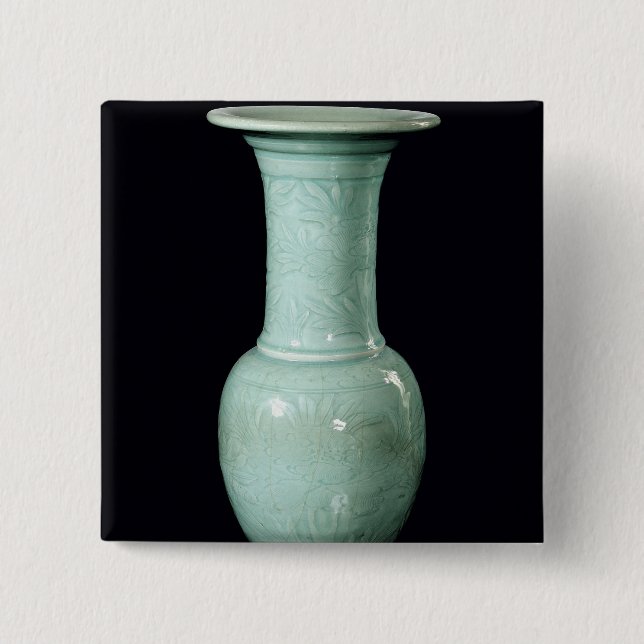 Badge Carré 5 Cm Vase vitré par Celadon, dynastie de yuan (Devant)