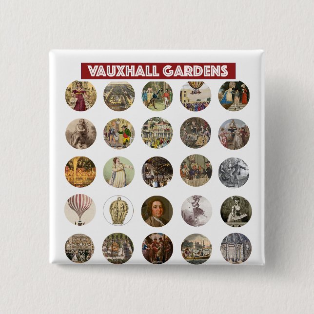 Badge Carré 5 Cm Vauxhall Gardens Square Button (Devant)