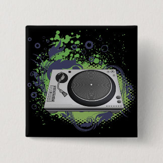 Badge Carré 5 Cm vecteur deejay table