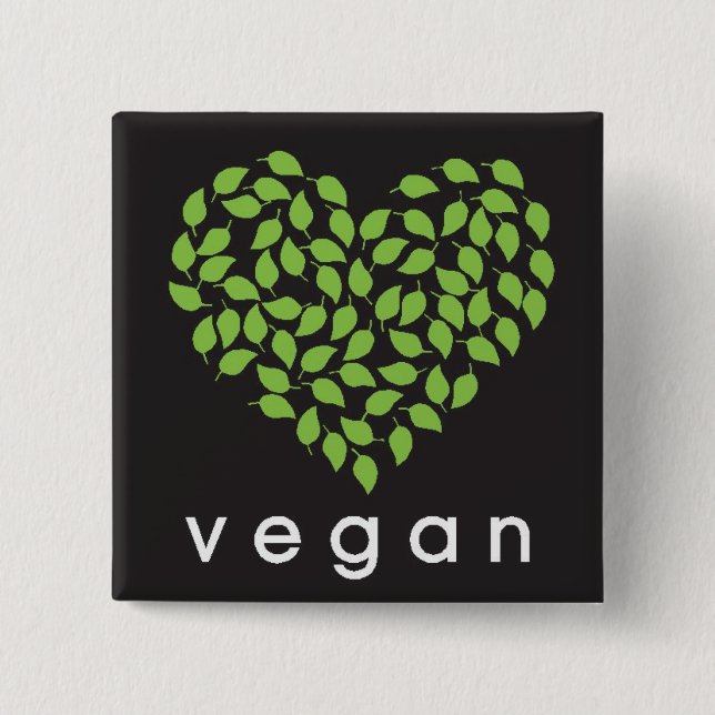 Badge Carré 5 Cm vegan heART (Devant)