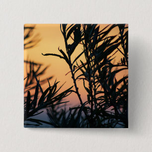 Badge Carré 5 Cm Végétation au coucher du soleil