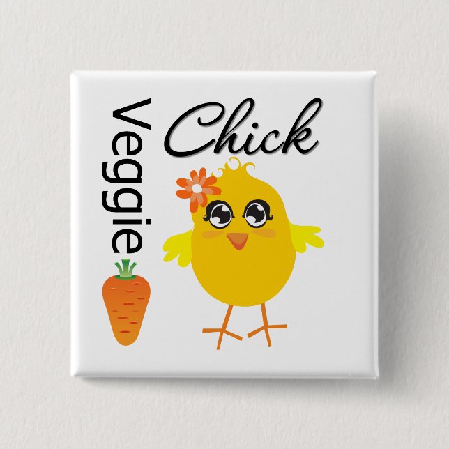 Badge Carré 5 Cm Veggie Chick (Devant)
