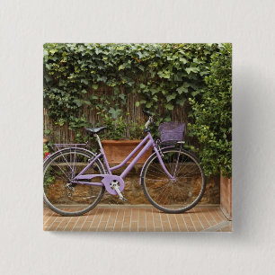 Badge Carré 5 Cm Vélo garé, Pienza, Italie, Toscane