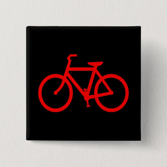 Badge Carré 5 Cm Vélo Rouge (Devant)