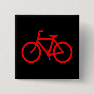 Badge Carré 5 Cm Vélo Rouge