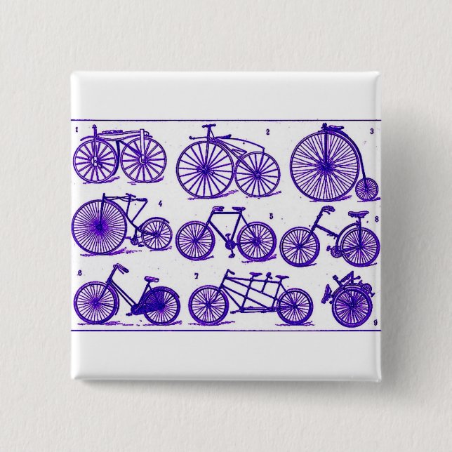 Badge Carré 5 Cm Vélos vintages (Devant)