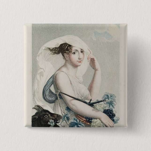 Badge Carré 5 Cm Vendemiaire, premier mois de calendrier (Devant)