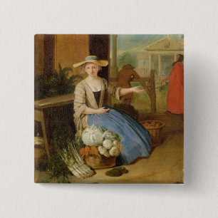 Badge Carré 5 Cm Vendeur végétal, jardin de Covent, c.1726 (huile