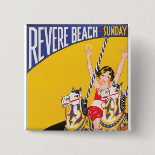 Badge Carré 5 Cm Vénérez la plage dimanche