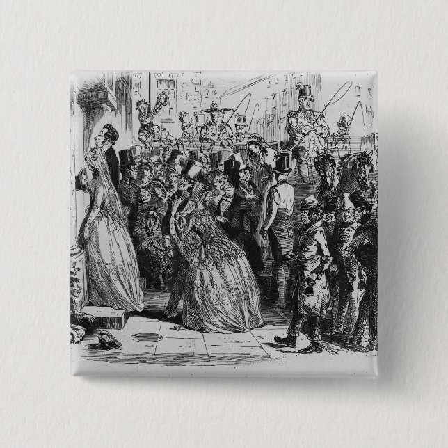 Badge Carré 5 Cm Venez à la maison de l'église (Devant)