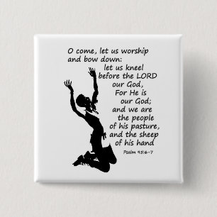 Badge Carré 5 Cm venez adorer et nous agenouiller