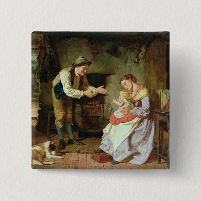 Badge Carré 5 Cm Venez au papa (Devant)