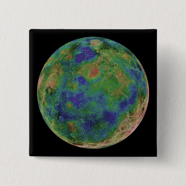 Badge Carré 5 Cm Vénus centré sur le Pôle Sud (Devant)