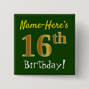 Badge Carré 5 Cm Verdissez, anniversaire d'or de Faux le 16ème,
