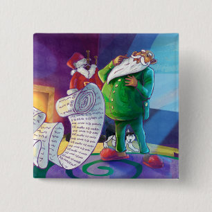 Badge Carré 5 Cm Vérifier deux fois Père Noël