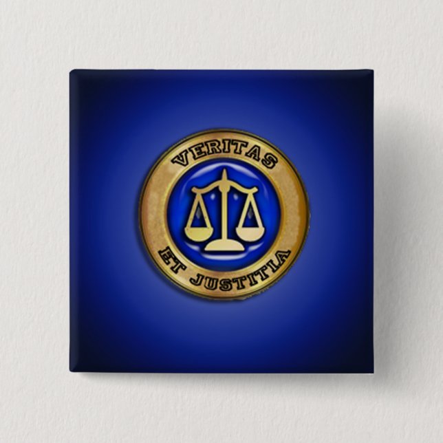 BADGE CARRÉ 5 CM VÉRITAS SUR BLEU (Devant)