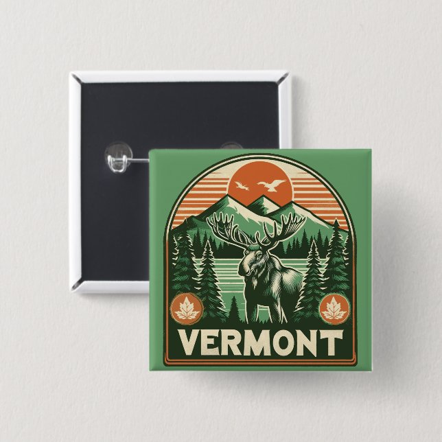 Badge Carré 5 Cm Vermont (Devant & derrière)