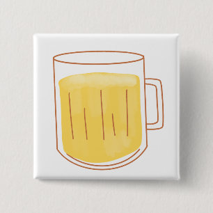 Badge Carré 5 Cm Verre de bière plein