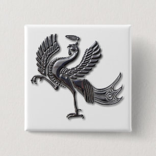 Badge Carré 5 Cm Verre noir Red Bird