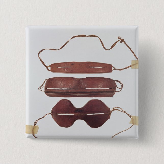 Badge Carré 5 Cm Verres du soleil/neige d'Inuit ' (Devant)