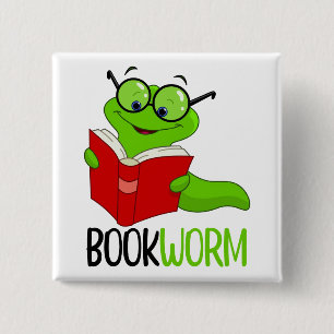 Badge Carré 5 Cm Vers de livre Lecture