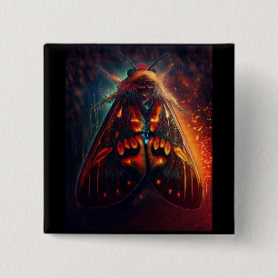 Badge Carré 5 Cm Version Fantastique D'un Papillon Tigre Au Visage