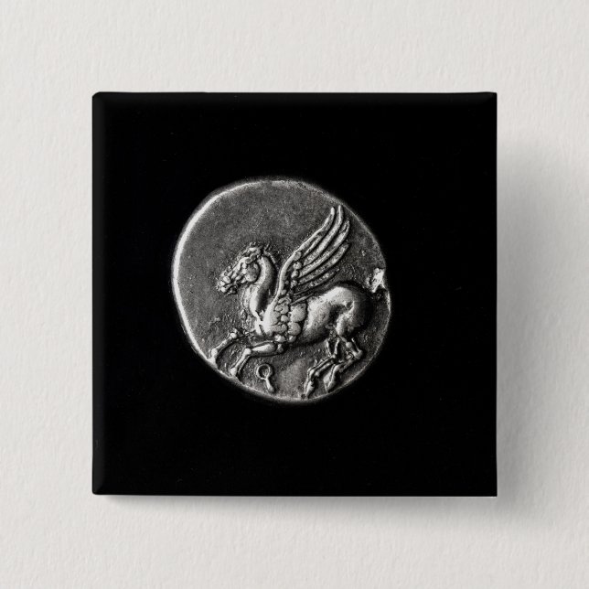 Badge Carré 5 Cm Verso de pièce de monnaie dépeignant Pegasus (Devant)