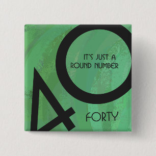 Badge Carré 5 Cm Vert 40 Décennie Anniversaire