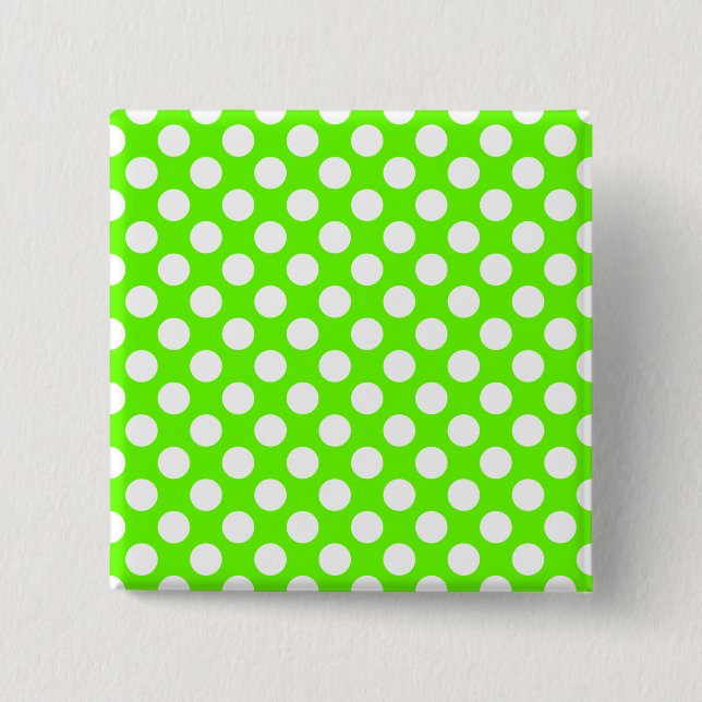 Badge Carré 5 Cm Vert citron et pois blancs (Devant)