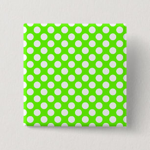 Badge Carré 5 Cm Vert citron et pois blancs