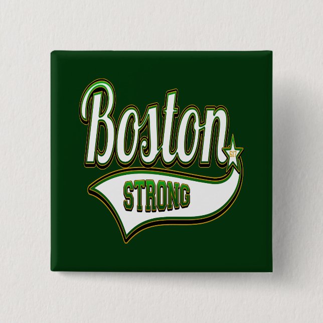 Badge Carré 5 Cm VERT irlandais fort de Boston (Devant)