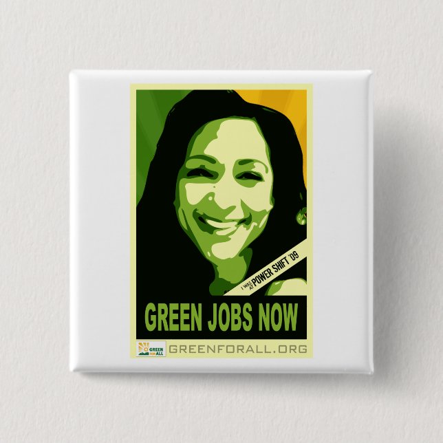 Badge Carré 5 Cm Vert pour tout le bouton (Devant)