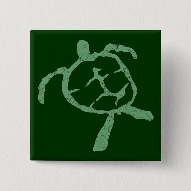 Badge Carré 5 Cm vert tortue (Devant)