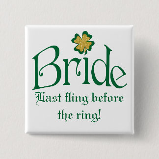 Badge Carré 5 Cm Vert vert, blanc, bouton de jeune mariée de