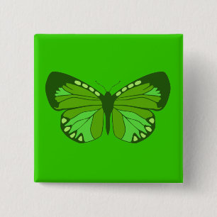 Badge Carré 5 Cm Verts de papillon