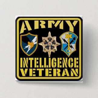 Badge Carré 5 Cm Vétéran d'intelligence d'armée
