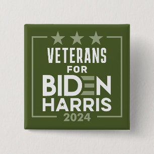 Badge Carré 5 Cm Vétérans Olive Green pour Biden Harris - 2024
