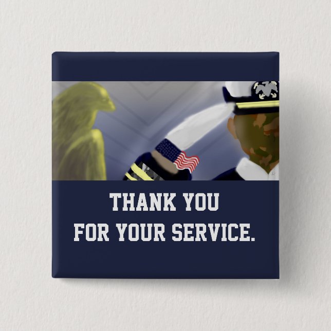 Badge Carré 5 Cm Veterans Thank You for Your Service Button (Devant)